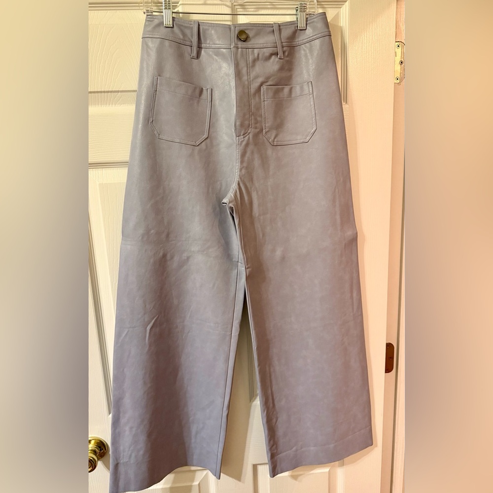 Entro Blue Wide Leg Faux Leather Pants